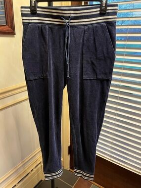 Victoria's Secret Navy Knit Joggers with Striped Waistband